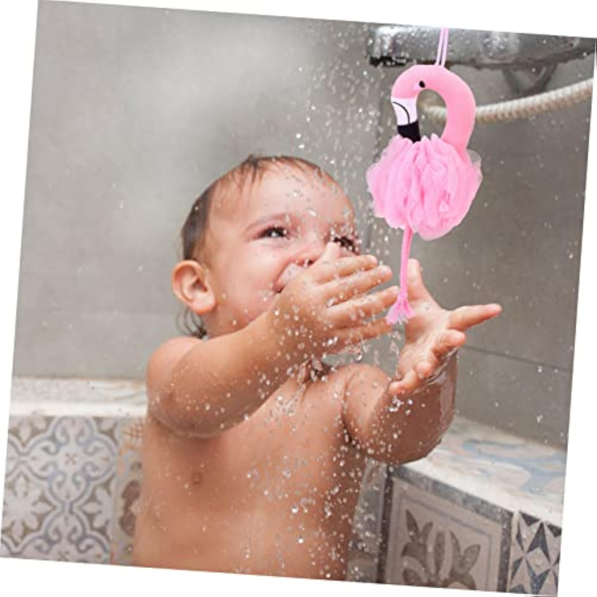 3pcs Baby Loofah Bath Sponge Flamingo Pink
